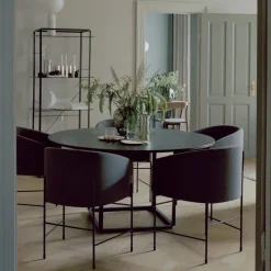 Mesa de comedor Florence redonda, mármol viola blanco, ø120 cm, soporte blanco