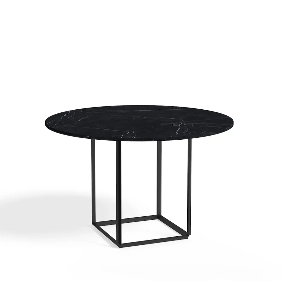Mesa de comedor Florence redonda, mármol negro marquina, ø120 cm, soporte negro