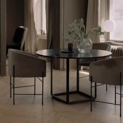 Mesa de comedor Florence redonda, mármol negro marquina, ø145 cm, soporte negro