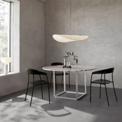 Mesa de comedor Florence redonda, mármol negro marquina, ø145 cm, soporte negro