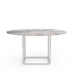 Mesa de comedor Florence redonda, mármol viola blanco, ø145 cm, soporte blanco