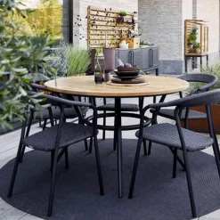 Mesa de comedor Joy redonda, Fossil grey-gris claro Ø144 cm