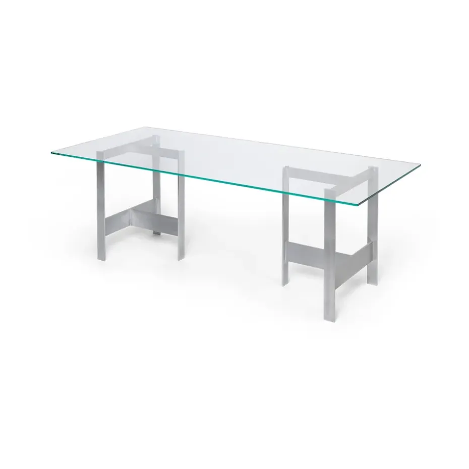 Mesa de comedor Lager 90x200 cm, Glass-aluminium
