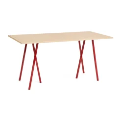 Mesa de comedor Loop Stand 92,5x200 cm, Maroon red-clear lacq. oak