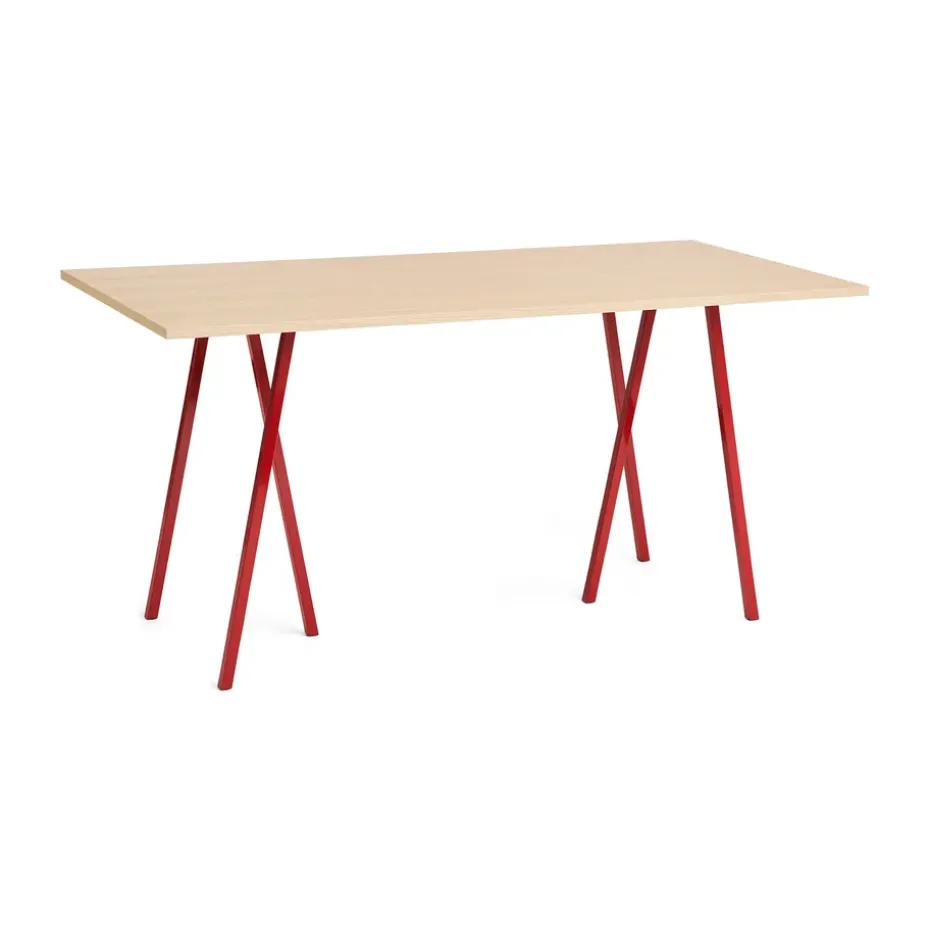 Mesa de comedor Loop Stand 92,5x200 cm, Maroon red-clear lacq. oak