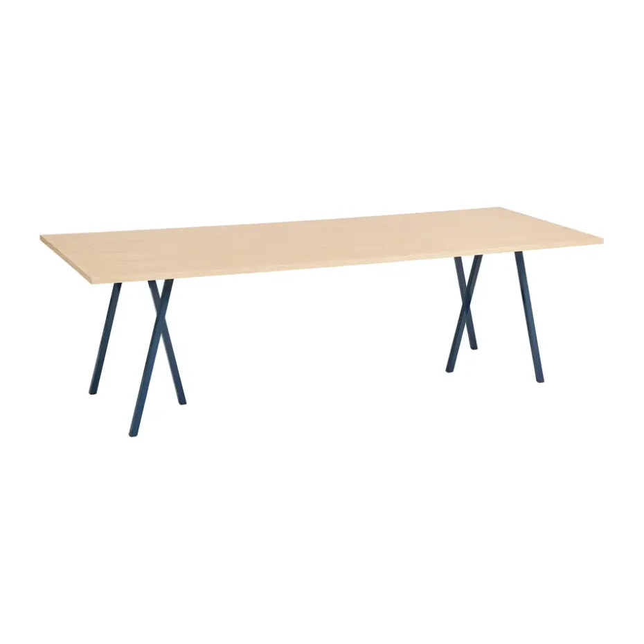 Mesa de comedor Loop Stand incl. support 92,5x250 cm, Deep blue-clear lacq. oak