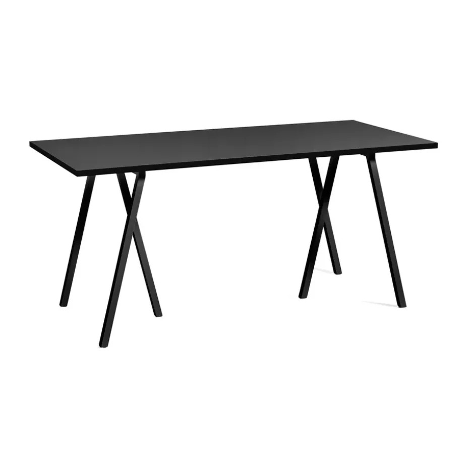 Mesa de comedor Loop Stand incl. support 77,5x160 cm, Black-black linoleum-black ash