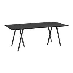 Mesa de comedor Loop Stand incl. support 92,5x200 cm, Black-black linoleum-black ash