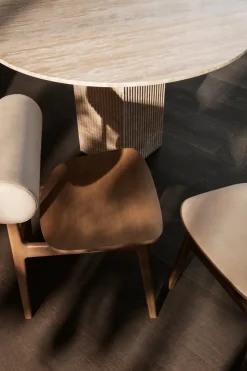 Mesa de comedor Soho, Tufo beige, Ø120 × 72 cm