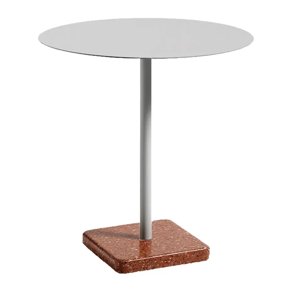 Mesa de comedor Terrazzo Ø70 cm, Red terrazzo-sky grey