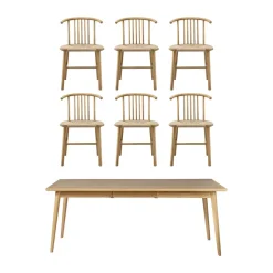 Mesa de comedor VIOR 90x200 cm, Roble lacado