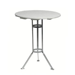 Mesa de tres patas Bryggeri, Roble lacado blanco-galvanizado en caliente