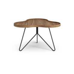 Mesa Flower mono Edición Especial 62x66 cm, H39 cm-nogal lacado-acero lacado en negro