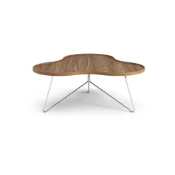 Mesa Flower mono Edición Especial 107x114 cm, H45 cm-nogal lacado-acero cromado