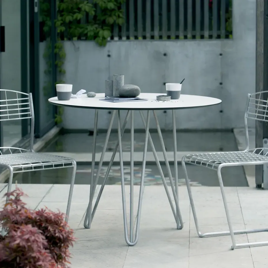 Mesa High Tech ø90 cm, Blanco-estructura galvanizada en caliente