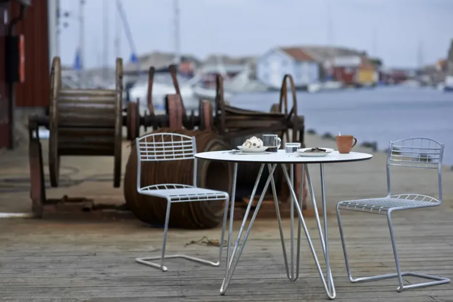 Mesa High Tech ø90 cm, Blanco-estructura galvanizada en caliente