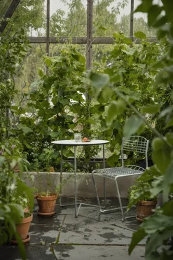 Mesa High Tech, Blanco-estructura galvanizada en caliente, Ø60 cm