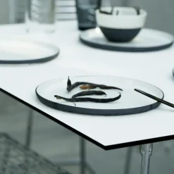 Mesa High Tech rectangular, Blanco-estructura galvanizada en caliente