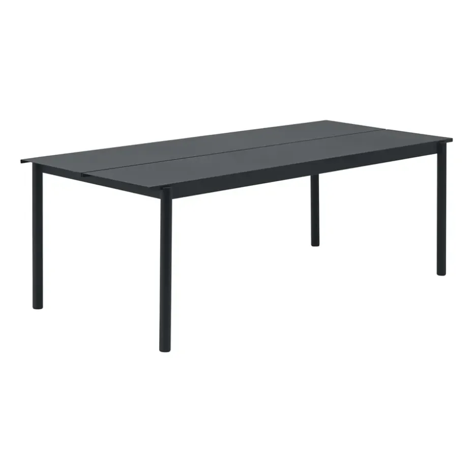 Mesa Linear steel table 220x90 cm, black (RAL 7021)