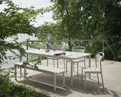 Mesa Linear steel table 220x90 cm, grey (RAL 7044)