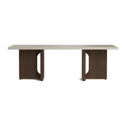 Mesa lounge Androgyne, Sand/kunis breccia, base de roble teñido de negro