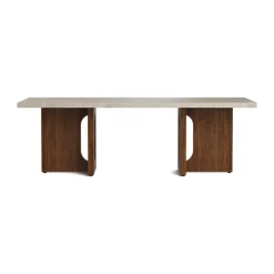 Mesa lounge Androgyne, Sand/kunis breccia, base de nogal