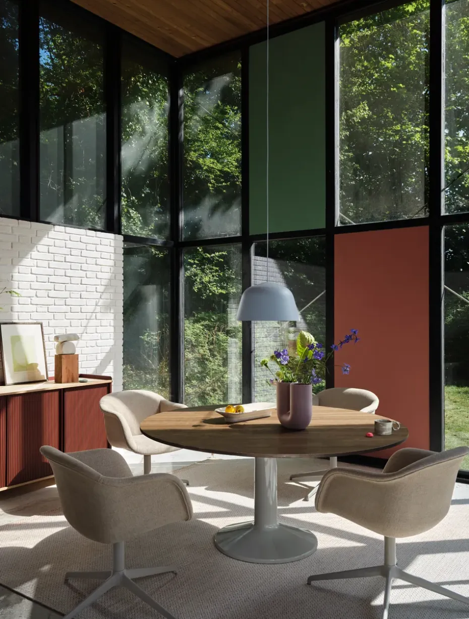 Mesa pedestal Midst, Grey marble-grey, Ø140 cm