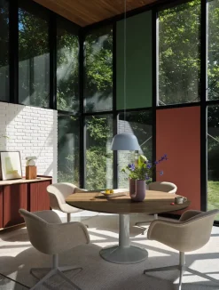 Mesa pedestal Midst, Grey marble-black, Ø140 cm