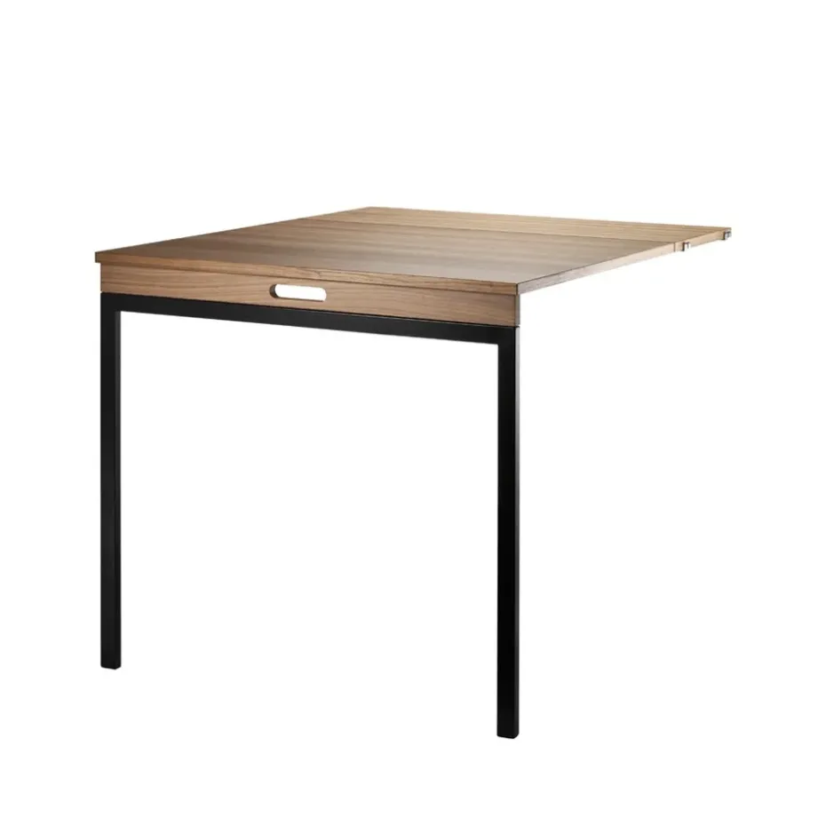 Mesa plegable String, Nogal-patas de metal negro