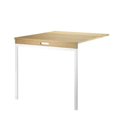 Mesa plegable String, Roble-patas de metal blancas