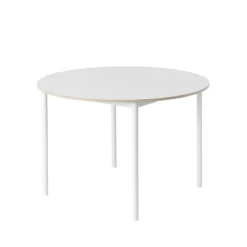 Mesa redonda Base Ø110 cm, White laminate-Plywood-White