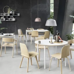 Mesa redonda Base Ø110 cm, White laminate-Plywood-White