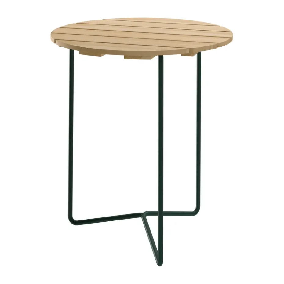 Mesa Table 6B, Pino aceitado con estructura de acero verde