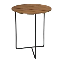 Mesa Table 6B, Teca sin tratar-negro, Ø60 cm