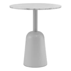 Mesa Turn ajustable Ø55 cm, mármol blanco