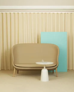 Mesa Turn ajustable Ø55 cm, mármol blanco