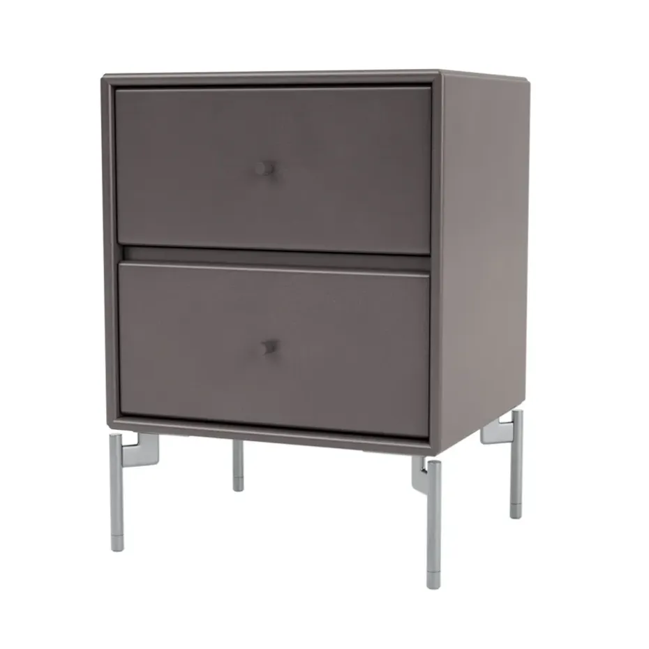 Mesilla de noche Drift, Coffee 35, patas de cromo