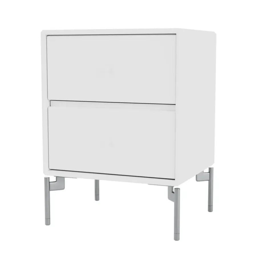 Mesilla de noche Drift, New white 101, patas de cromo