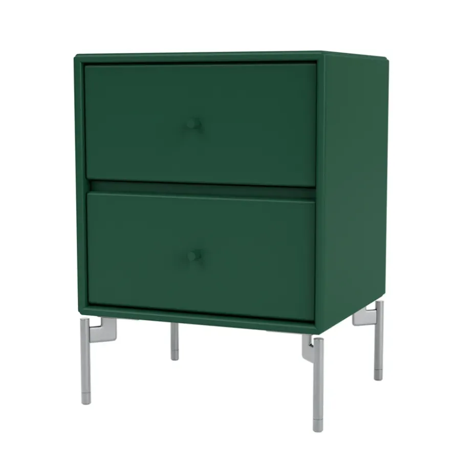 Mesilla de noche Drift, Pine 136, patas de cromo