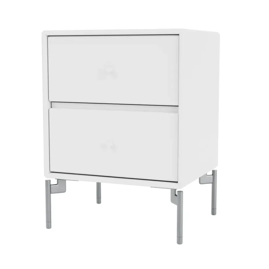 Mesilla de noche Drift, Snow 38, patas de cromo