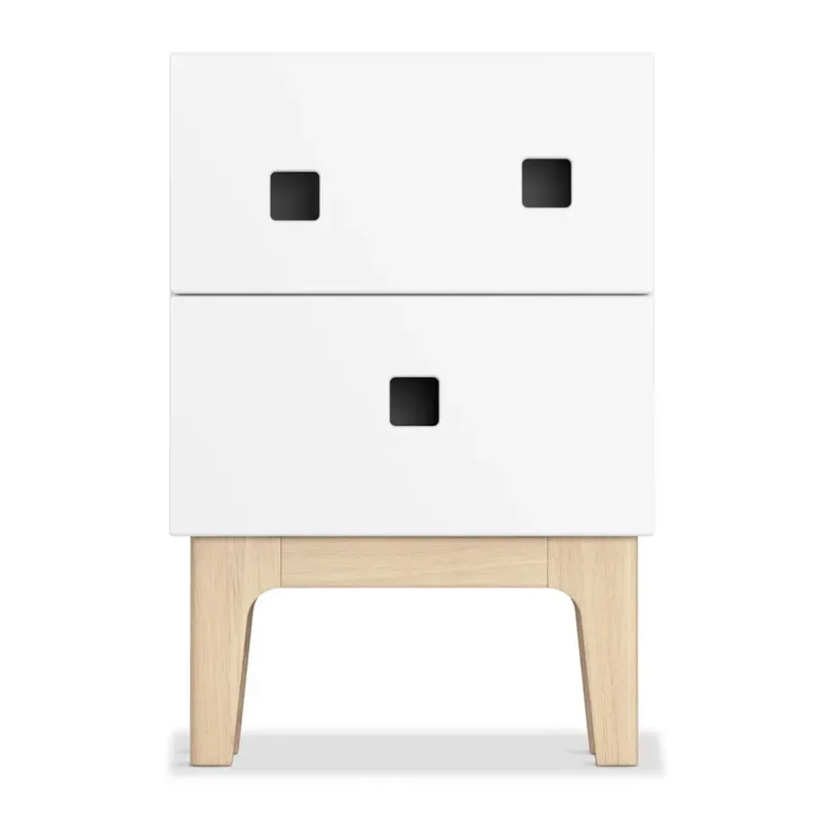 Mesilla de noche Peep S1, Blanco, roble pigmentado blanco