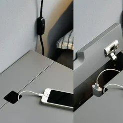 Mesilla de noche Peep S1, Slate grey, lacado negro