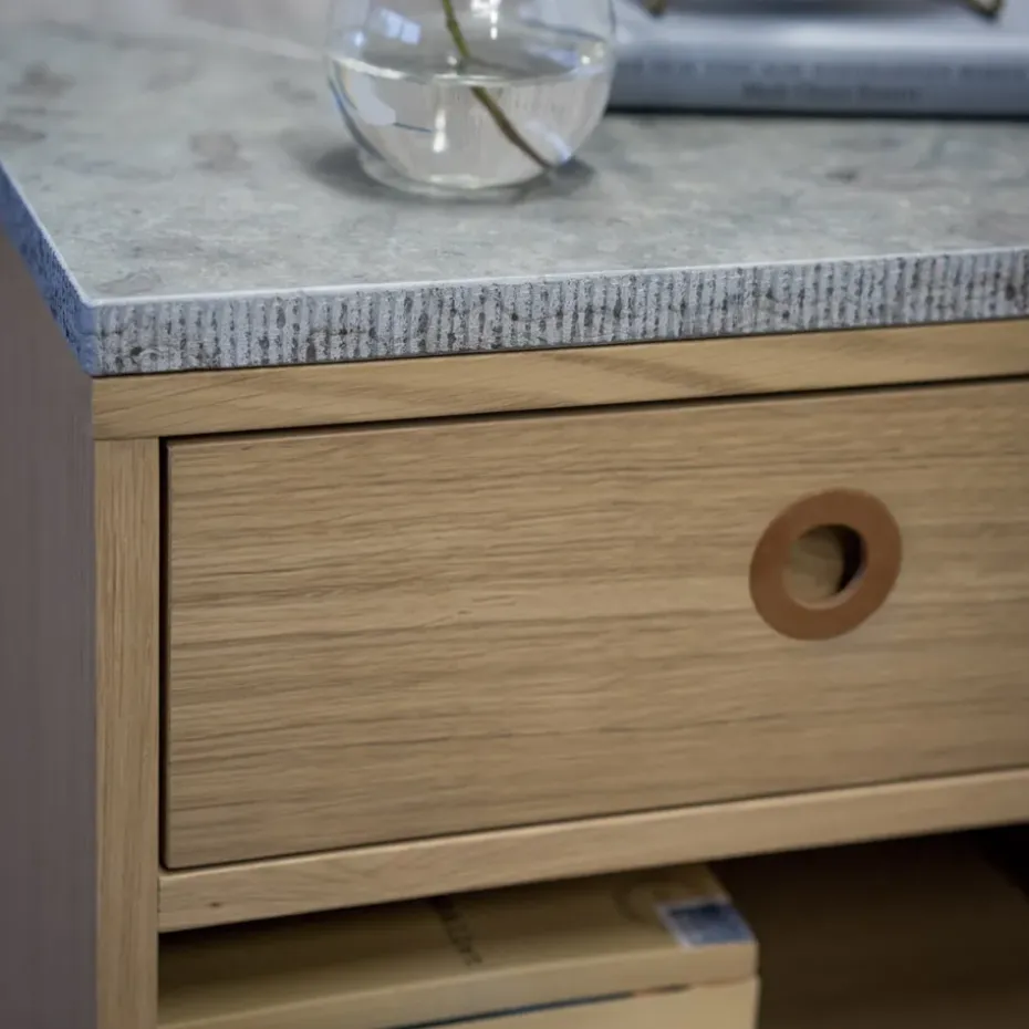 Mesita de noche Höllviken, Roble blanqueado, 1 caja