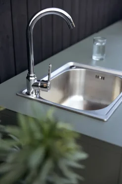 Mueble bajo de cocina exterior Kelia con fregadero, Nordic green, 121x90x64