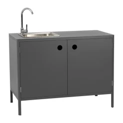 Mueble bajo de cocina exterior Kelia con fregadero, Antracita, 121x90x64 cm