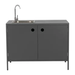 Mueble bajo de cocina exterior Kelia con fregadero, Antracita, 121x90x64 cm