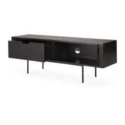 Mueble para TV Roller Max, Lackad teak-negro-2 puertas