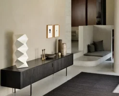 Mueble para TV Roller Max, Lackad teak-negro-2 puertas