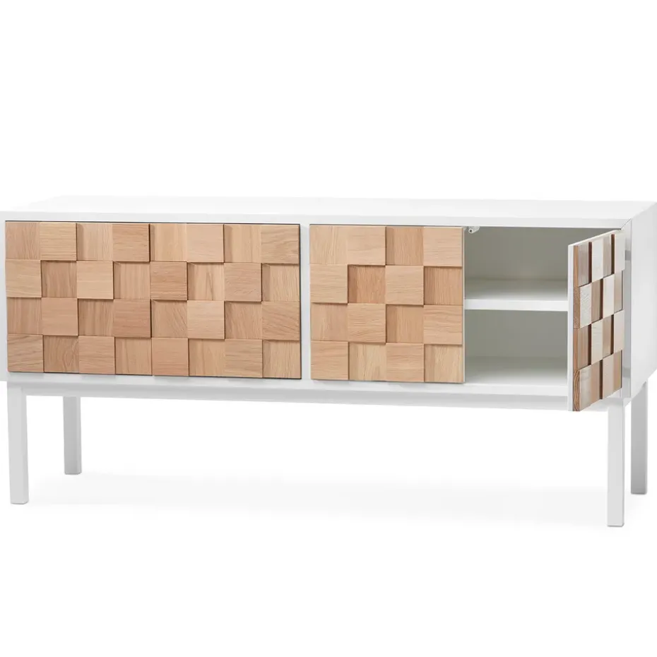 Mueble TV con patas Collect 2016, roble aceitado blanco-blanco