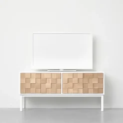 Mueble TV con patas Collect 2016, roble aceitado blanco-blanco